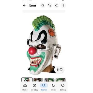 VTG Rubies Costumes Halloween Punk Rock Clown Mask Pull over Anarchy Symbol